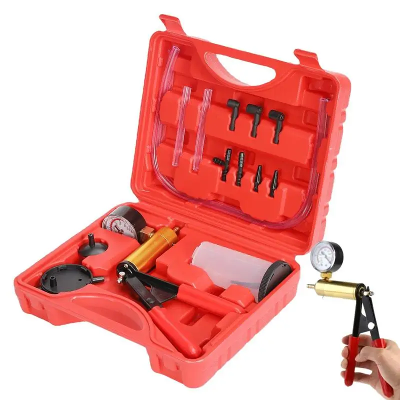 

2 In 1 Brake Bleeder Kit Hand Held Vacuum Pump Test Set Vacuum Pistols Pump Tester Kit With Gauge Adapters Tester Set For Cars