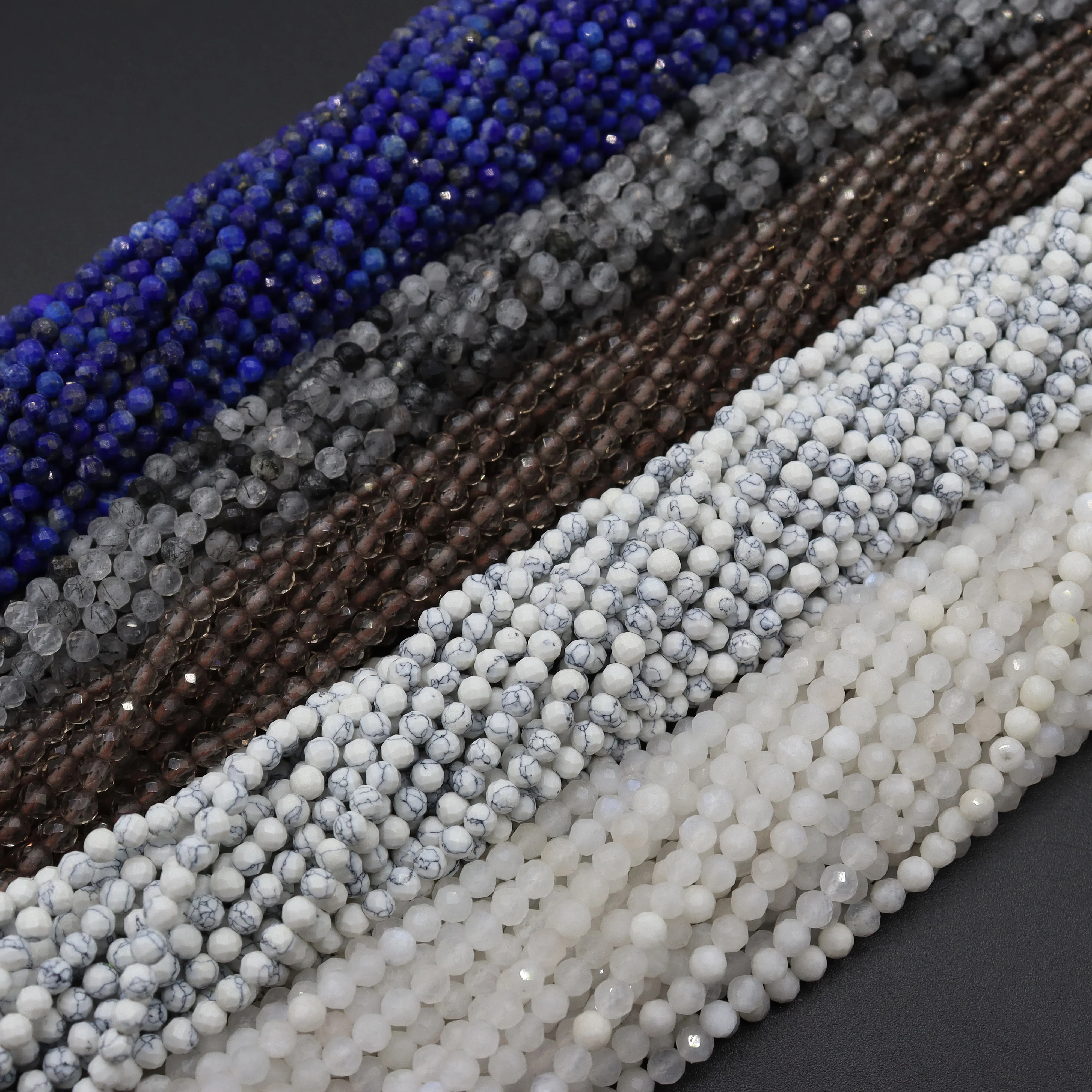 Круглые Бусины 2 мм из натурального камня лунный камень черный хрусталь ласурит 3 мм для изготовления ювелирных изделий своими руками браслет ожерелье 4 мм