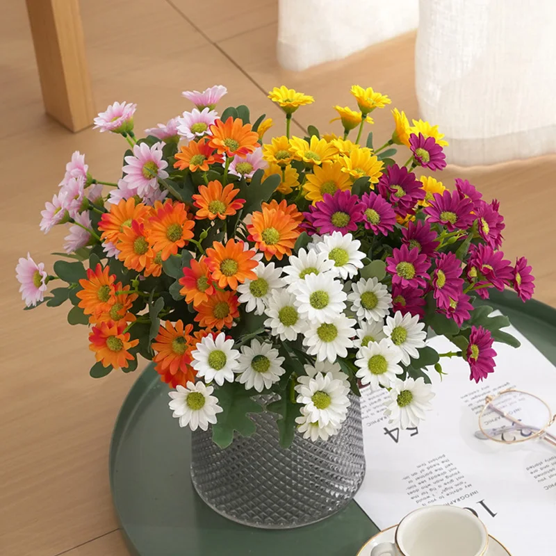

2023 New Bobo Chamomile Flower Simulation Bouquet Living Room Home Decoration Indoor Wedding Table Fake Artifical Flowers