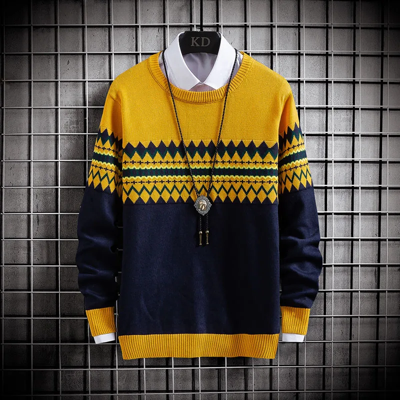 Knitted Sweater Men Casual Home Thermal Deer Pattern Pullover Round Collar Top Male Outerwear Autumn Winter Warm Bottoming Shirt