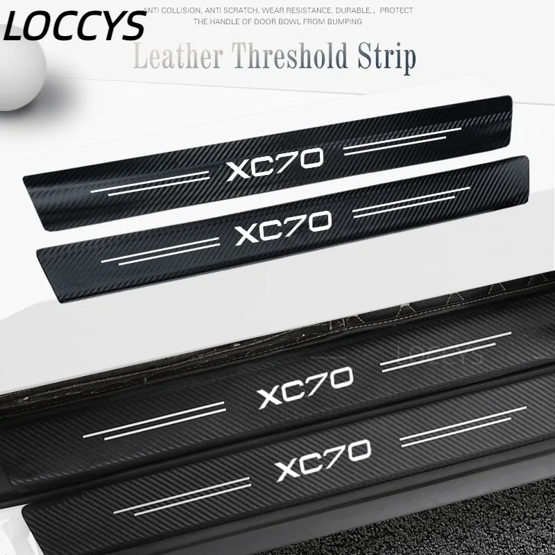 

4Pcs For Volvo XC70 XC 70 Carbon Fiber Car Door Sill Welcome Pedal Decoration Protect Leather Stickers Auto Accessories