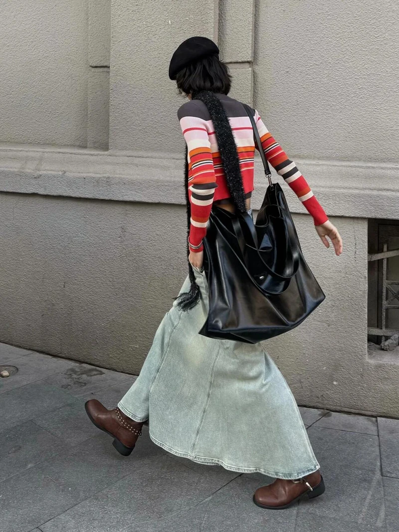 REDDACHiC винтажная длинная джинсовая юбка с русалкой женская однотонная