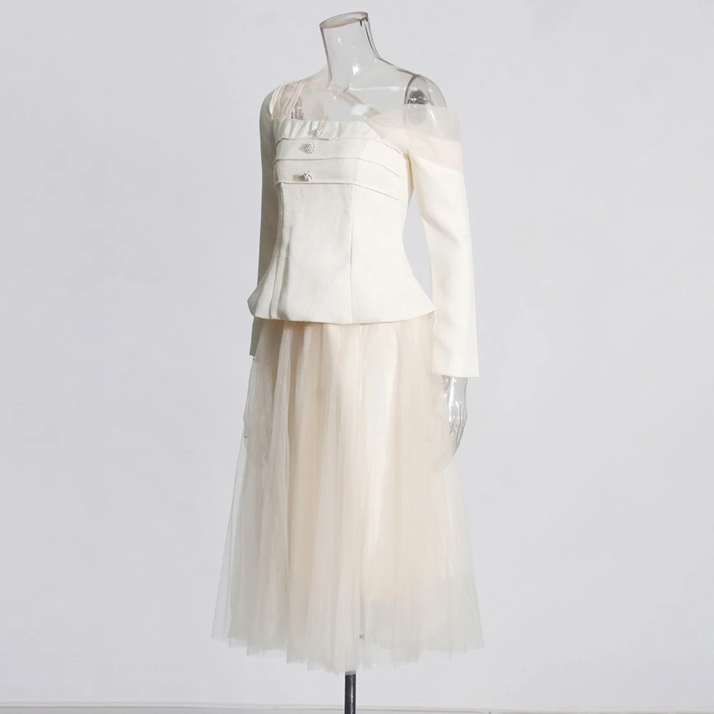 VGH Элегантные комплекты из двух предметов для женщин с диагональным воротником и