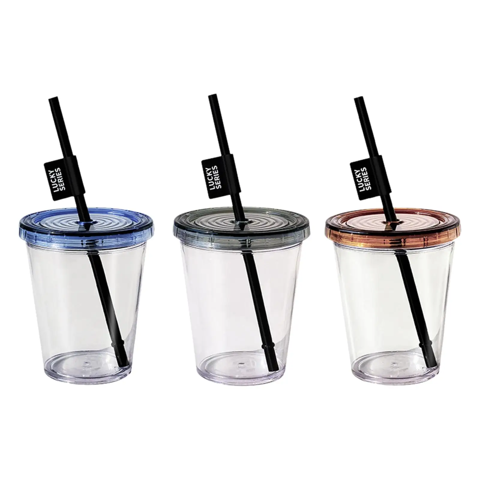 

Clear Cup with Lid and Straw Transparent Water Cup for Gender Reveal Milkshake