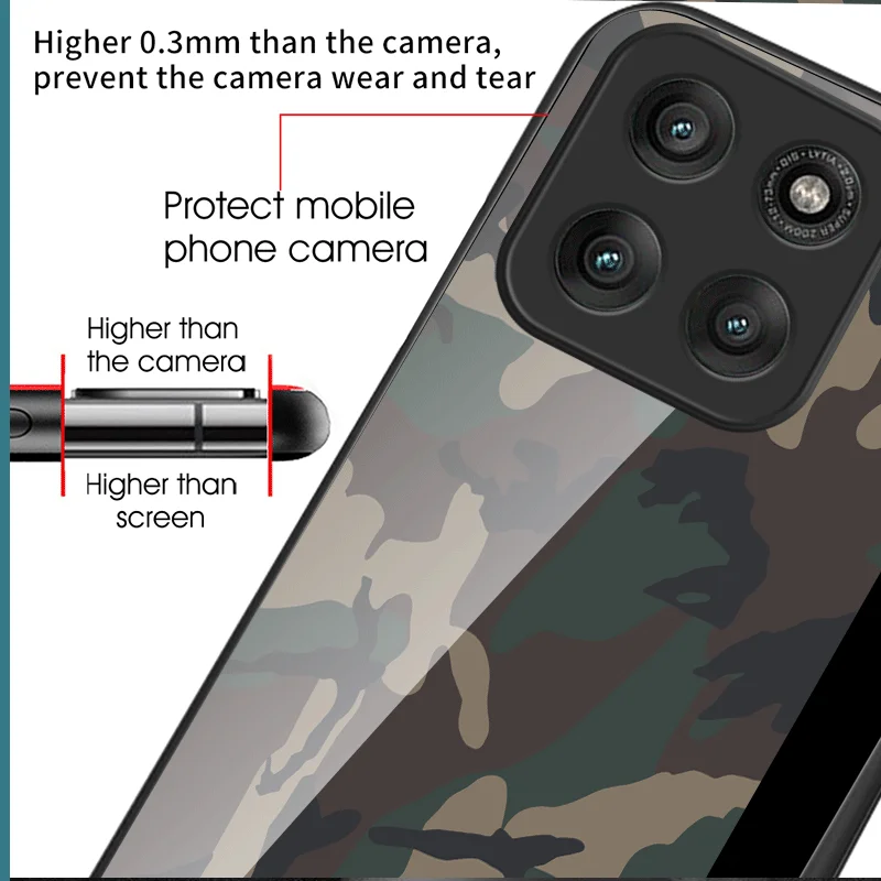 Фото Чехол из закаленного стекла для Motorola Moto Edge 70 Pro Fusion, защитный чехол с камуфляжным рисунком, задняя крышка, чехол-футляр №5
