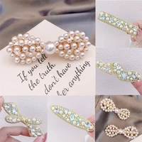 new korean pearl hairpin for girls fashion bow hairpin exquisite simple hair accessories