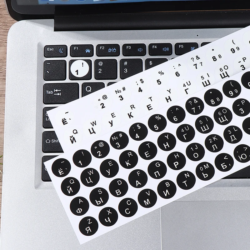 

1Pc Russian Smooth Round 2 Colors Keyboard Sticker Language Protective Film Layout Button Letters PC Laptop Accessories