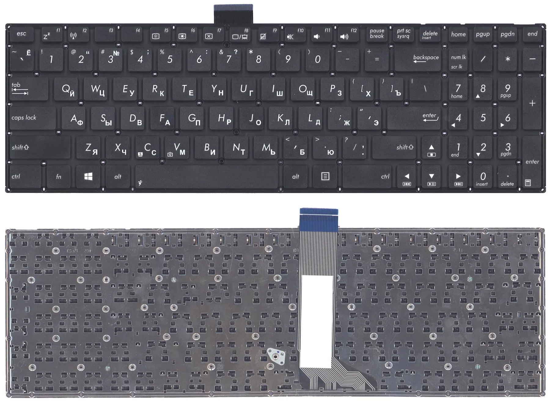Клавиатура для ноутбука Asus X502 X502CA X502C черная (плоский Enter)|Клавиатуры замены| |