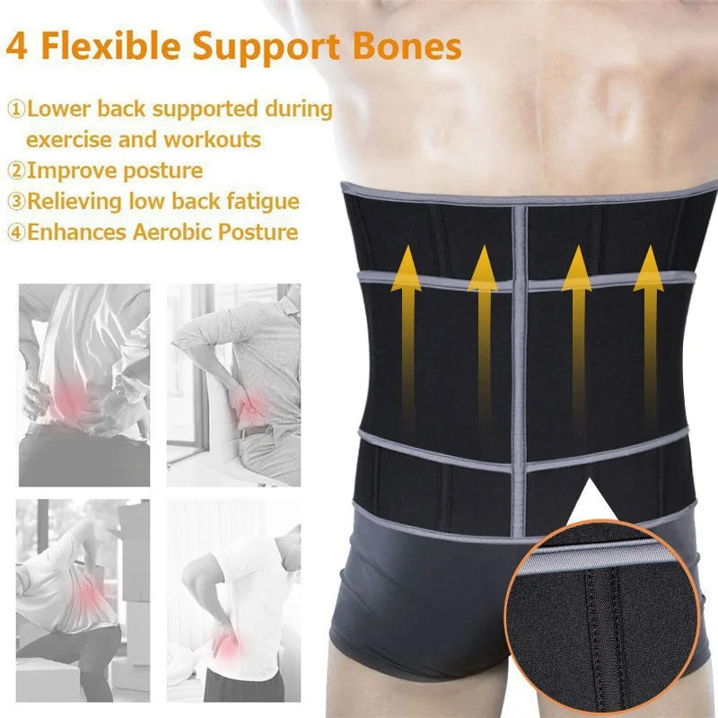 NINGMI Men Waist Trainer Slim Body Shaper Modeling Belt Sports Top Waist Cinchers Neoprene Sauna Strap Corset Slimming Shapewear