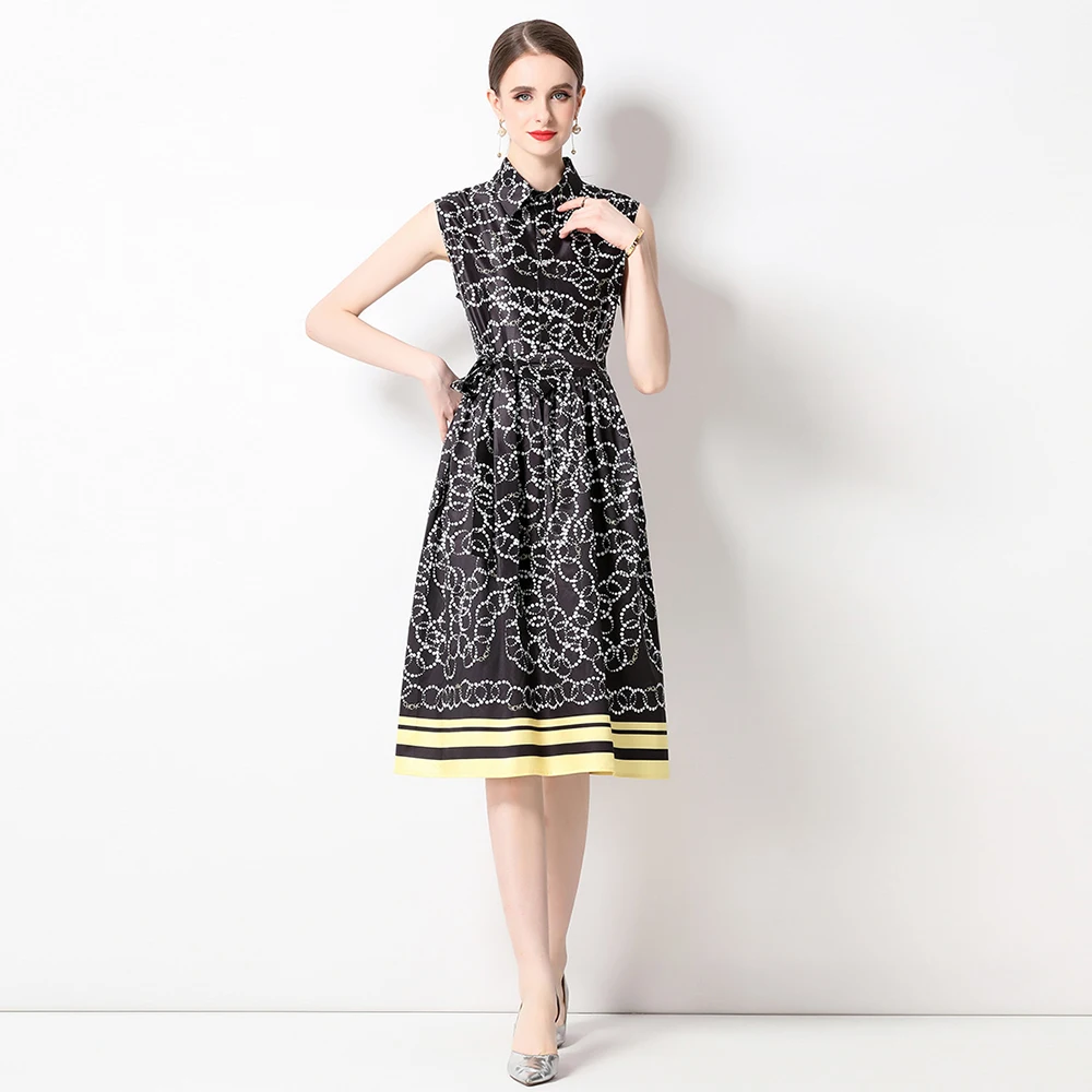 

Женское однобортное платье-рубашка средней длины, летнее модное винтажное платье без рукавов с буквенным принтом, на шнуровке