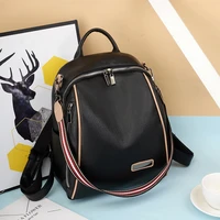 fashion large capacity womens leather backpack solid color student schoolbag shoulder bag travel waterproof backpack