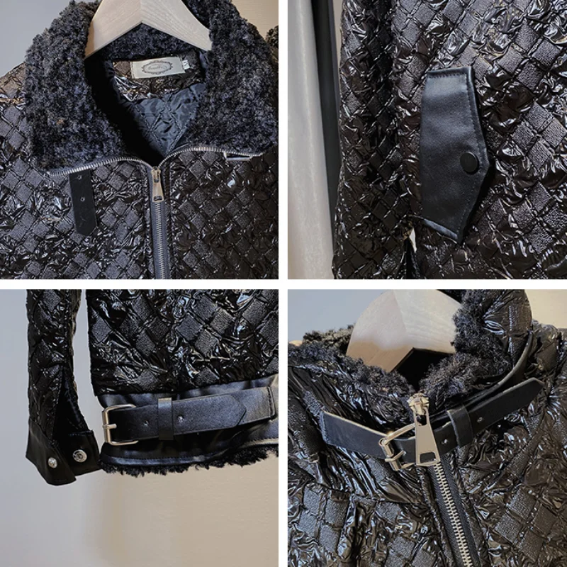 2022 Lambhair Men's Short Jacket Autumn Winter Thick Warm Stand Collar Zipper Coat Casual Slim Streetwear Social Men Clothing