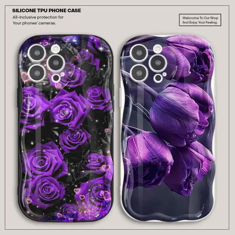 Чехол для телефона с фиолетовыми цветами iPhone SE 8 7 15 ProMax 12 Pro 11 XS Max 14 Plus 13 Mini XR мягкий