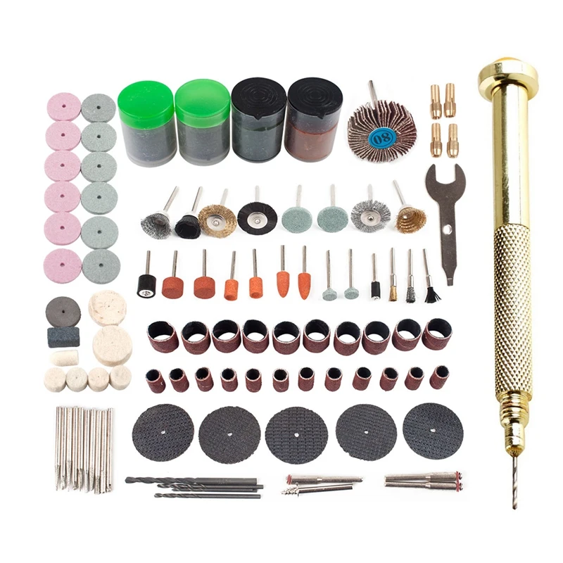 

162Pcs Tool: 1Pcs DIY Gold Corner Hand Drill Piercing Nail Art Gel UV Acrylic Tips Pierce Tool & 161Pcs Mini Drill Multi Rotary