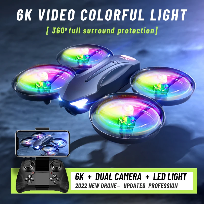

Дрон складной со светодиодсветильник кой, 6k, Wi-Fi, Fpv
