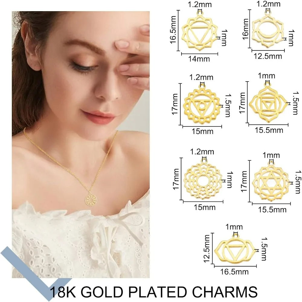 28 шт. 7 стилей 18-каратное позолоченное чакра подвески йога ОМ вдохновляющие полые