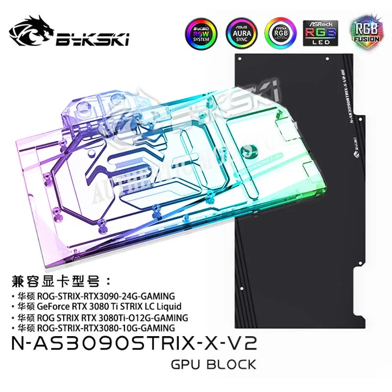 

Bykski N-AS3090STRIX-X-V2,Full Cover GPU Water Block For ASUS RTX3080 3090 STRIX Video Card,VGA Block,GPU Cooler,12V RGB/5V ARGB