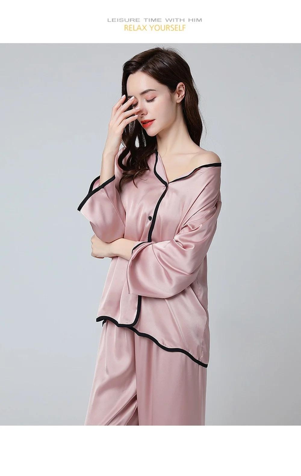 Pajamas for Women 2 Piece Set Long Pants Silk Satin Loungewear Sleepwear Suit Female Pijamas Sets Womens Outfits Home Clothes