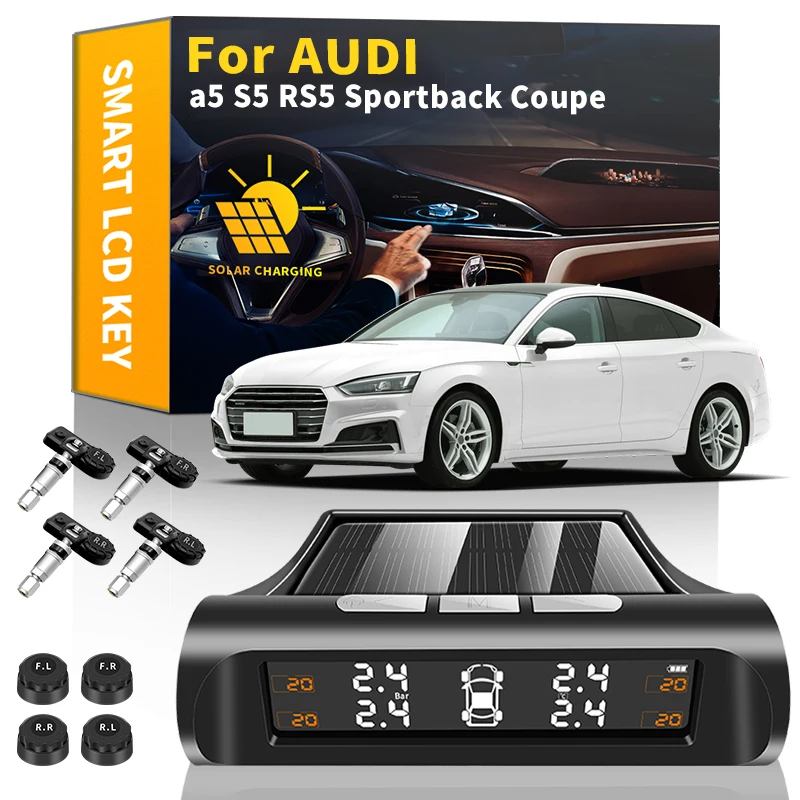 

Car TPMS Tire Pressure Monitoring Solar Power Digital Security Alarm Tire Sensor For Audi a5 S5 RS5 Sportback Coupe Accessories