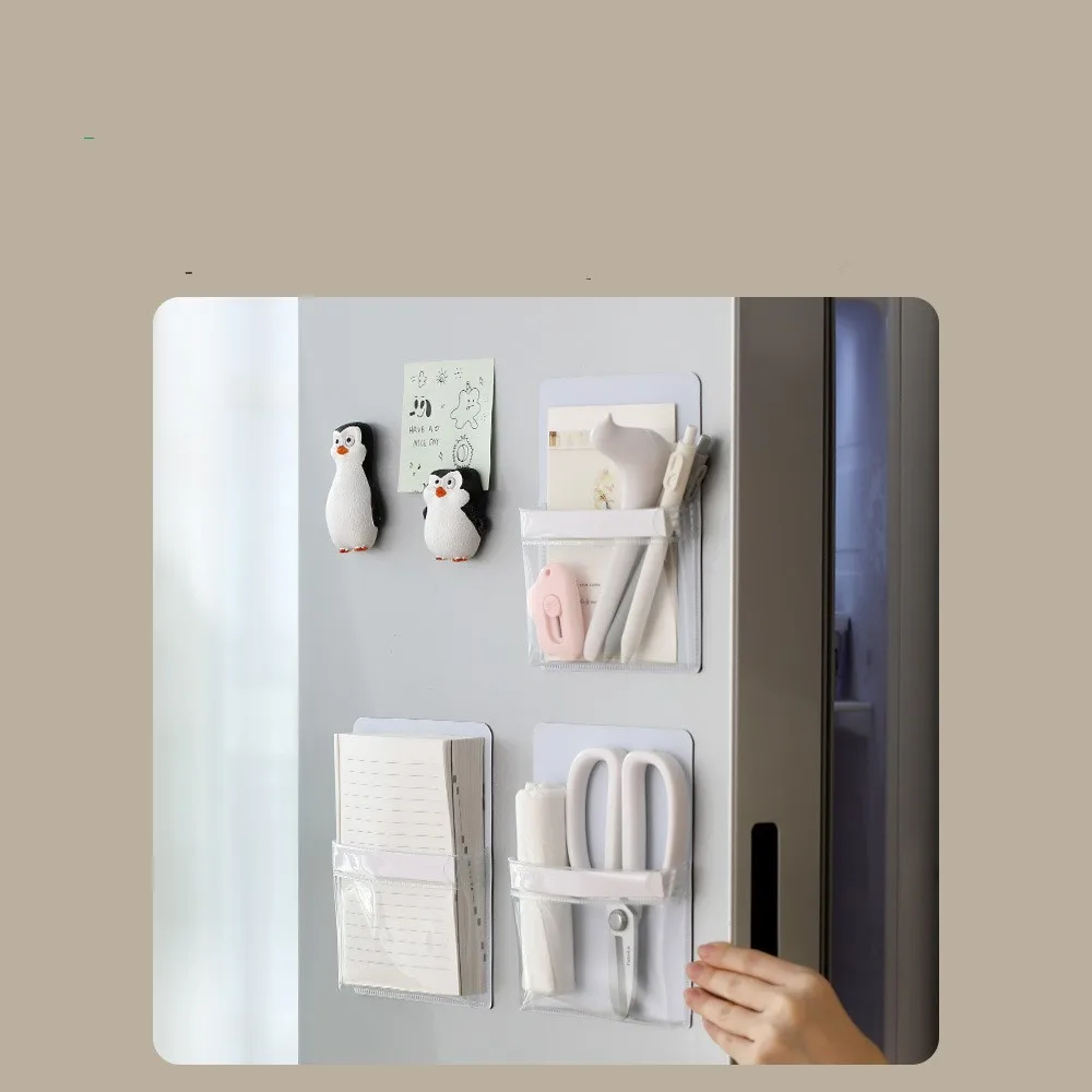 

Magnetic Storage Pocket Fridge Decoration Transparent PVC Organizer Storage Bag for Kitchen Items Stationery Home Accessories