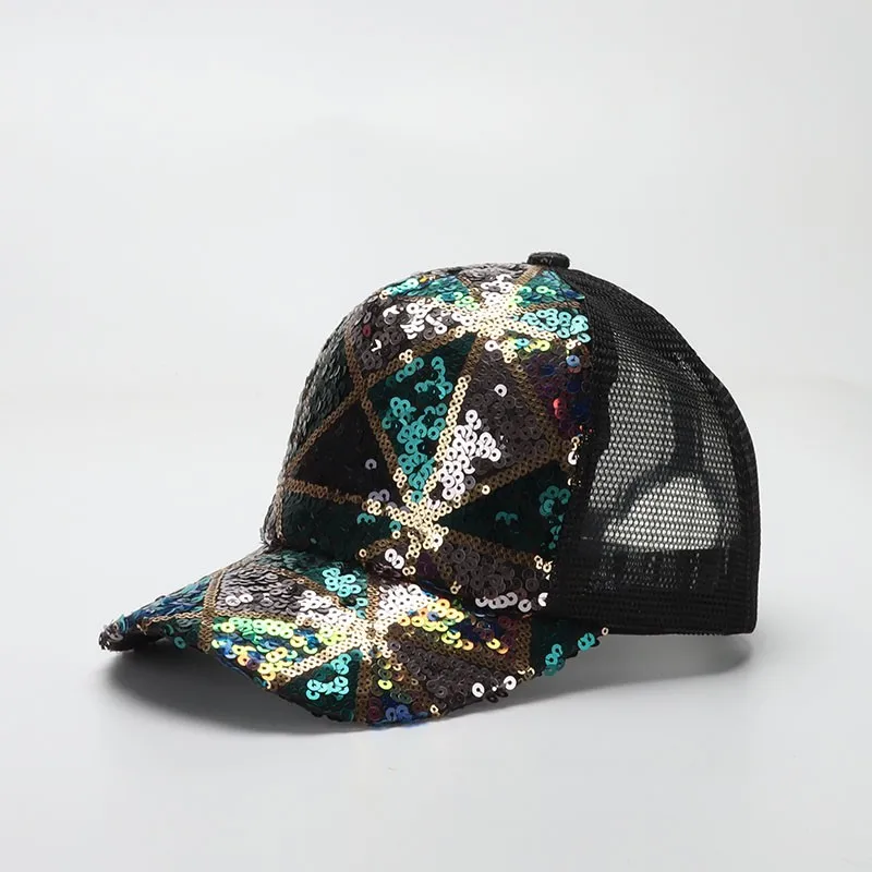 Кепка-бейсболка женская сетчатая модная повседневная бейсболка с блестками