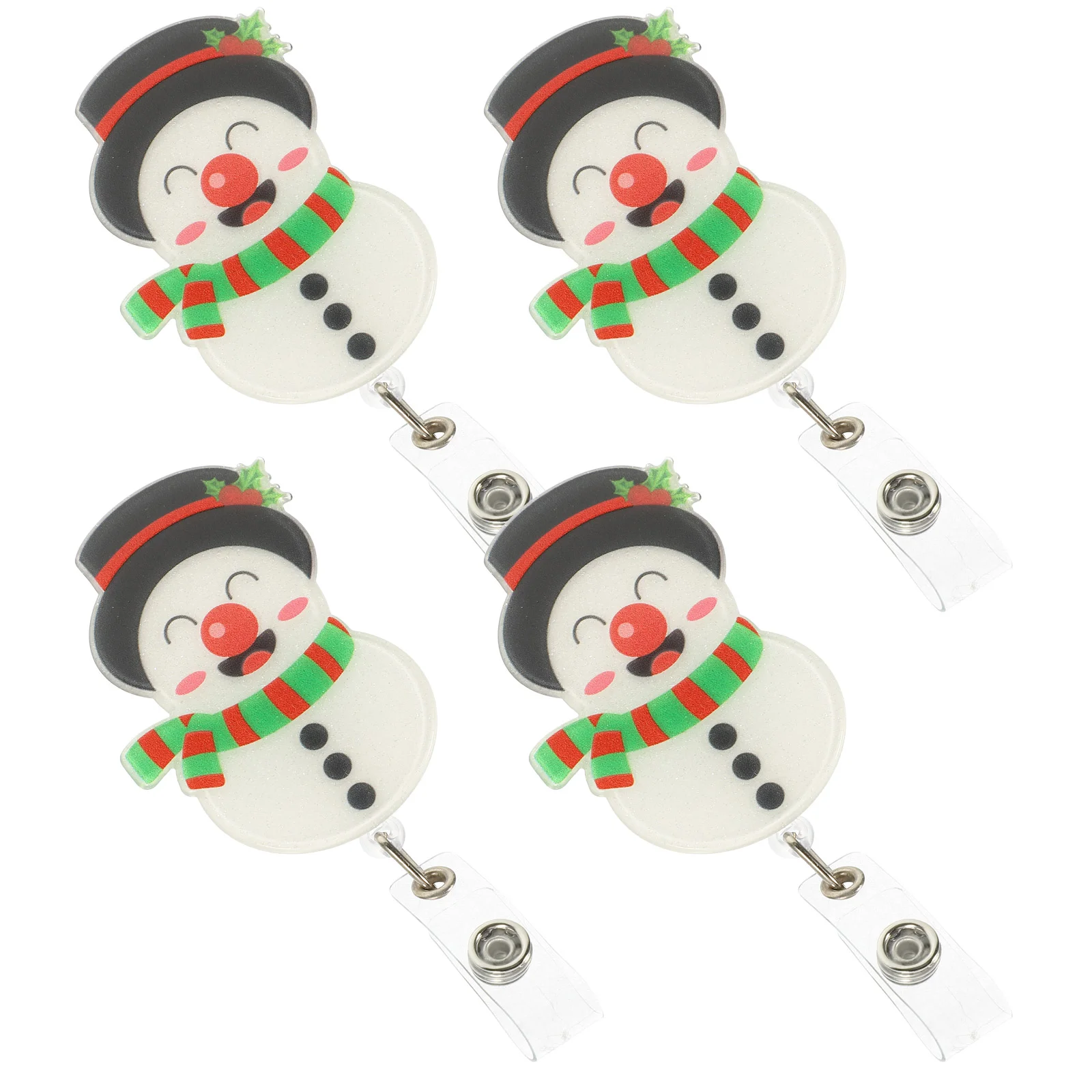 

4pcs Cartoon Badge Reel Snowman Badge Buckle Nurse Badge Holder Badge Clips