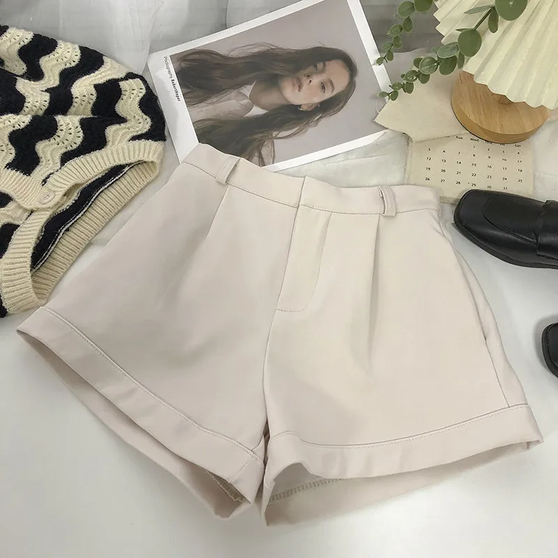 Women's Summer High Waist A Line Shorts Lady Casual Solid Color Short Pants Chic Basic Shorts