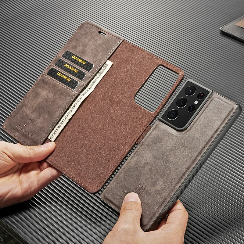 Чехол для Samsung Galaxy S21 S20 S10 Plus S22 S23 S24 Ultra A34 A54 Магнитный съемный кожаный чехол