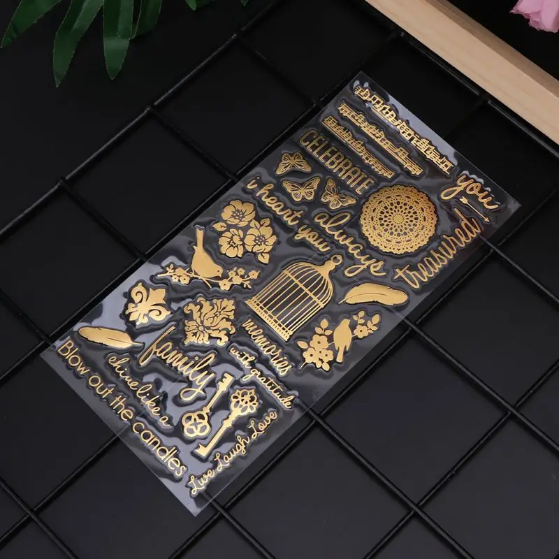 

Новинка 2022, 4 шт./компл., прозрачный самоклеящийся наполнитель «сделай сам» с золотыми буквами, рисунком розы из эпоксидной смолы, фурнитура ...