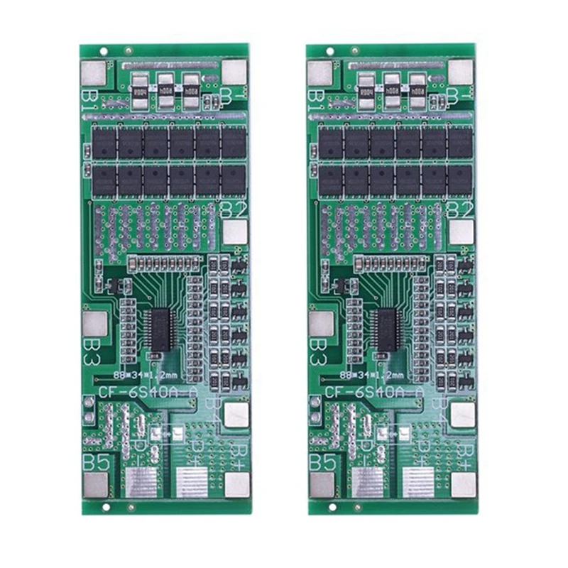 

2 Pcs 24V 6S 40A 18650 Li-Ion Lithium Battery Poretect Board Solar Lighting BMS PCB With Balance For Ebike Scooters