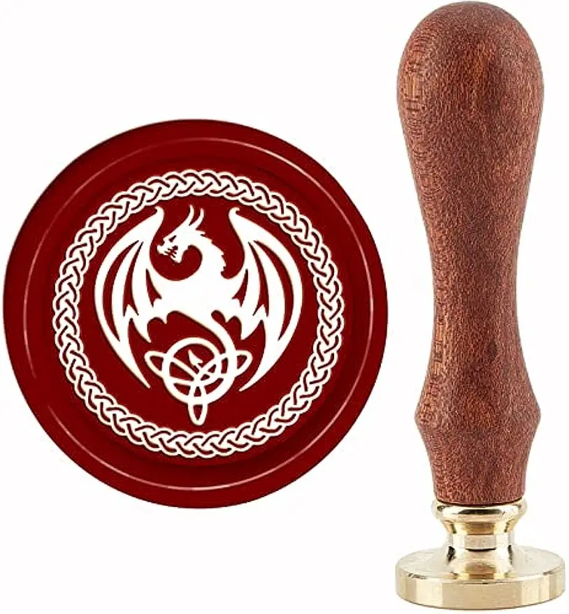 

1PC Dragon Wax Seal Stamp Celtic Knot Sealing Wax Stamps 30mm Retro Vintage Removable Brass Stamp Head with Wood Handle
