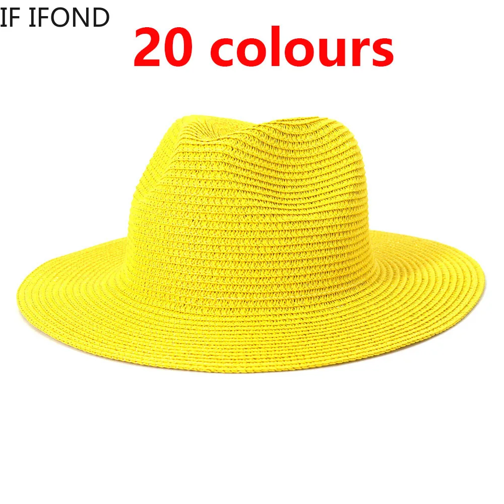 Wholesale Sun Hats Men Women Summer Panama Wide Brim Straw Hats Fashion Colorful Outdoor Jazz Beach Sun Protective Cap