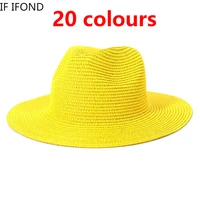 wholesale sun hats men women summer panama wide brim straw hats fashion colorful outdoor jazz beach sun protective cap