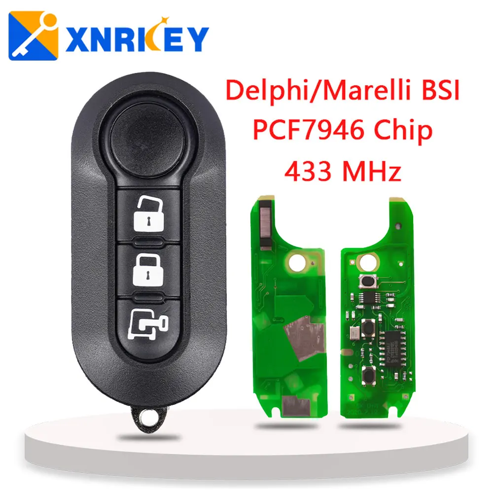 

Ключ дистанционного управления XNRKEY с 3 кнопками, чип PCF7946 433 МГц для Fiat 500 Grande Punto Doblo Qubo Delphi/Marelli BSI, Автомобильный ключ