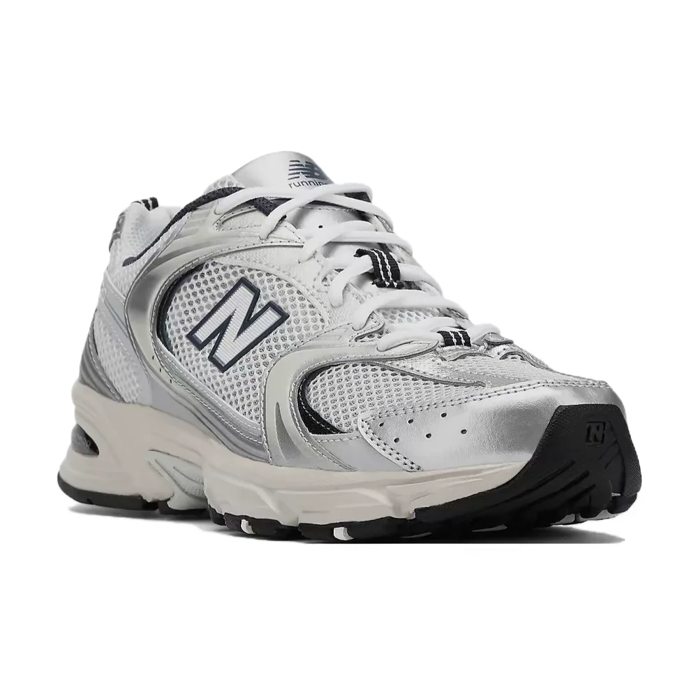 Фото Кроссовки New Balance NB530 унисекс, низкие, повседневные, для бега – бежево-серебристые, из синтетической кожи и ткани, удобные и долговечные MR530KA №3