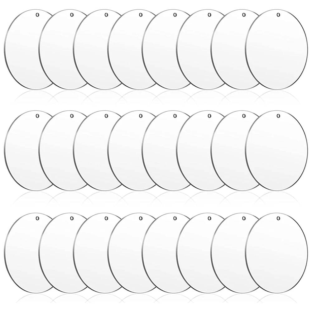 

24 Pieces 3 Inch Acrylic Keychain Blanks Circles Clear Disc Ornaments Blanks with Hole Circle Discs for DIY Keychain