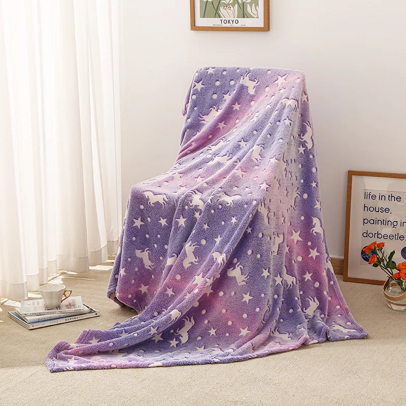 

Decorative Bed Sofa Throw Blankets Glow in Dark Flannel Luminous Blanket Cartoon Summer Nap Blanket for Girls Boys Dropshipping
