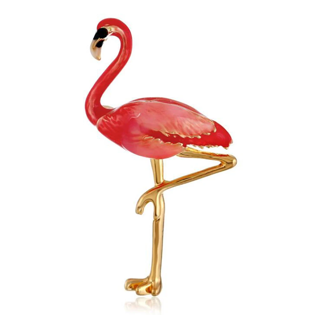 Cute Enamel Flamingo Brooches Unisex Women and Men Brooch Pin Bird Animal Broches Fashion Dress Coat Accessories