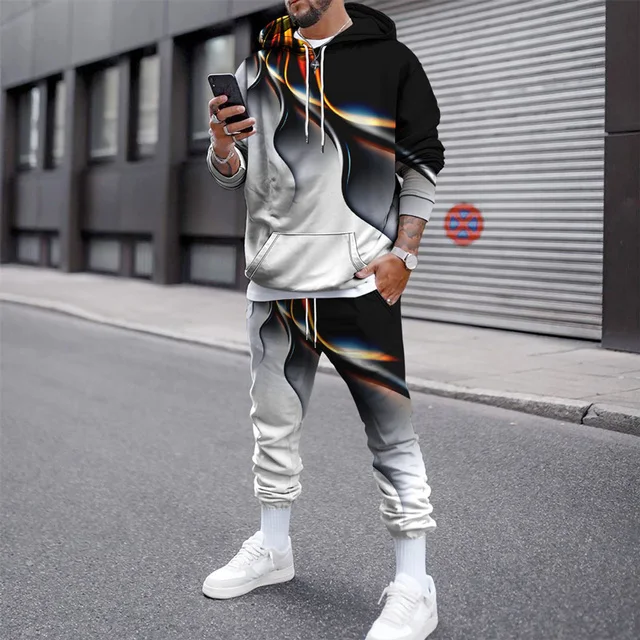 

Men's Casual Tracksuit Set Clothing 3D Creative Print 2 Piece Outfit Crewneck Graphic T Shirts Suit Sportswear Summer Men Sets