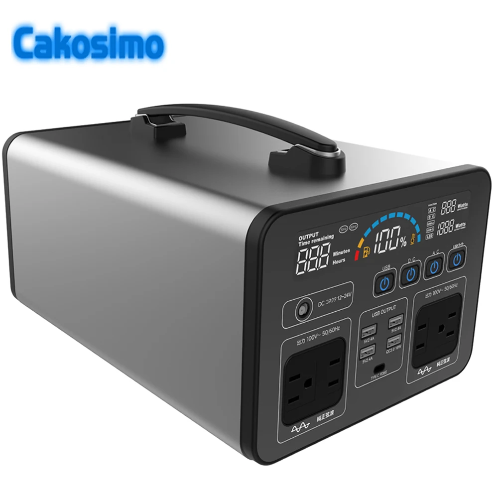 

Portable Electric Power Station 1000W Large Capacity Powerbank 110V 220V Lithium Power Bank Generator Energy Storage Lighting