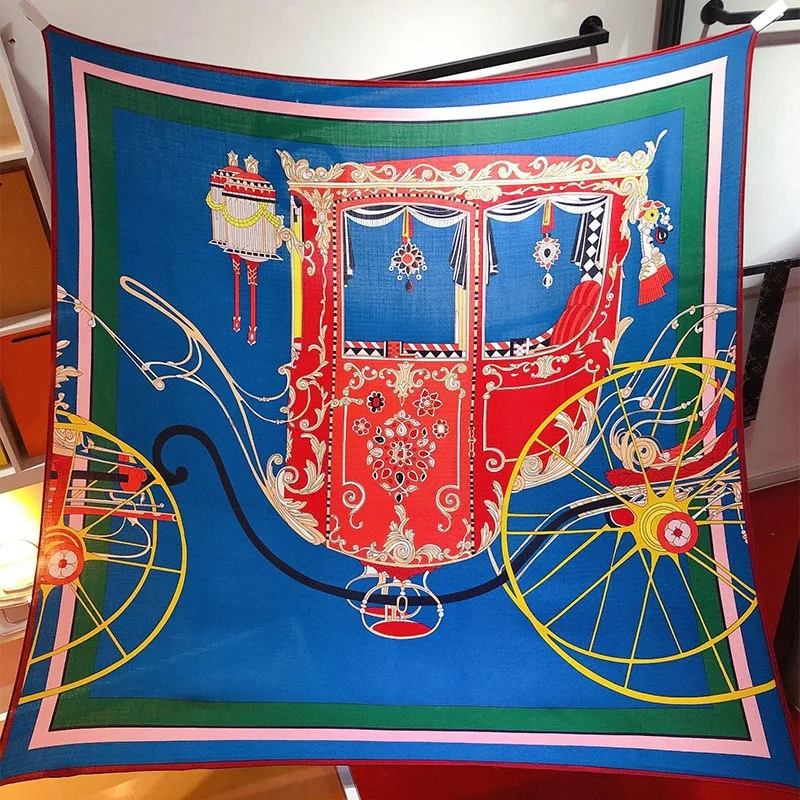 

Шерстяная фотобумага с рисунком каретки, большой квадратный теплый платок, накидка 130*130 см