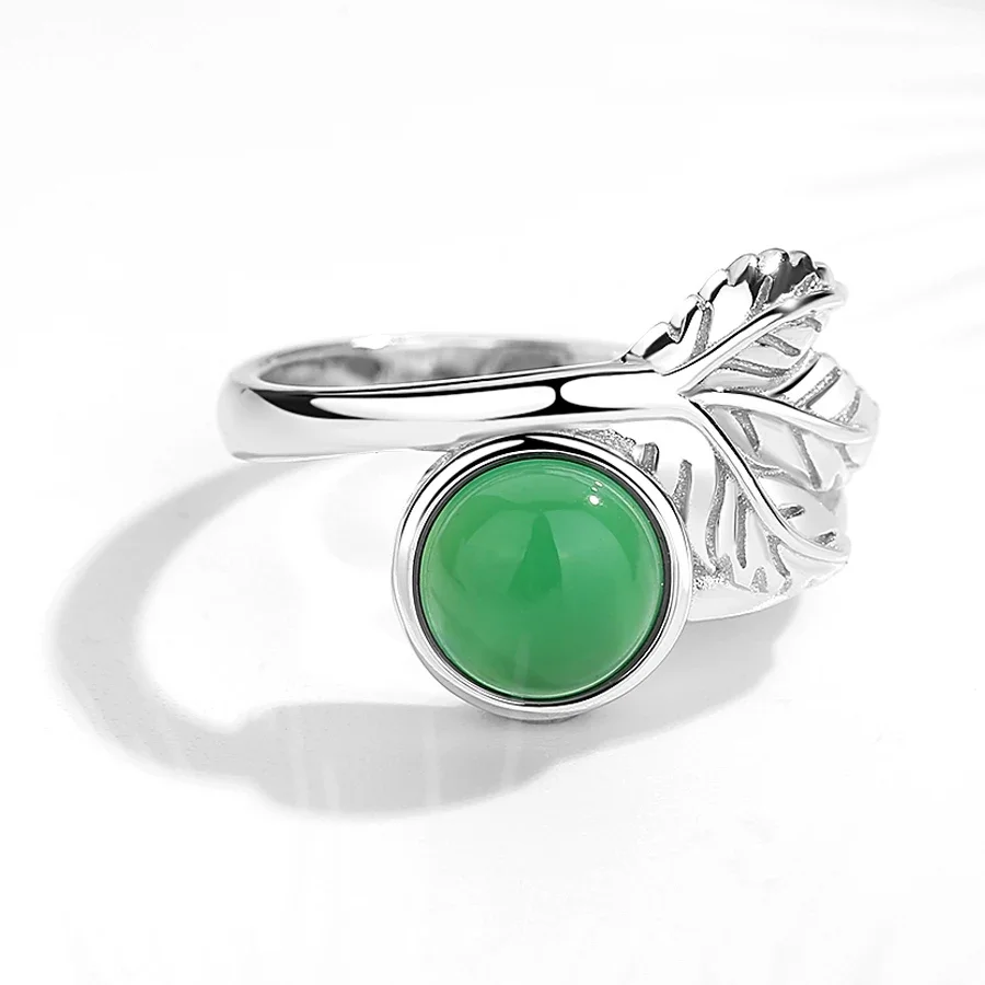 TONGZHE кольца из стерлингового серебра 925 пробы для женщин изумрудный лист розовый