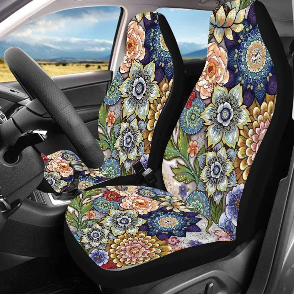 Чехол для женского автомобильного сиденья с красочным богемным цветочным