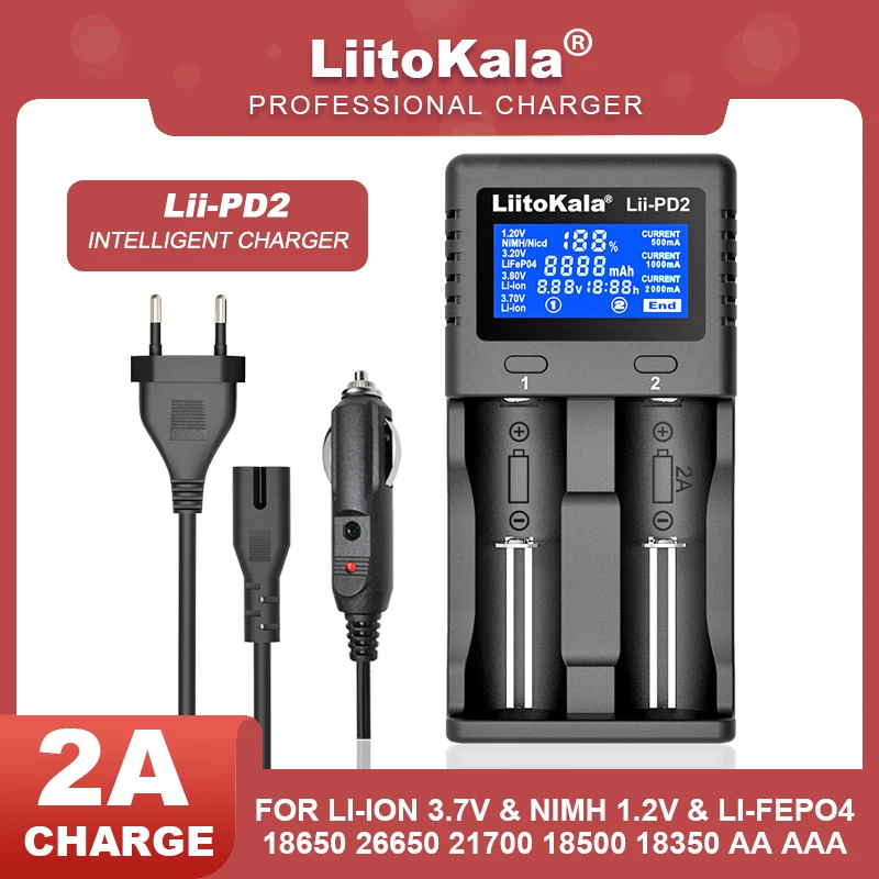 Зарядное устройство для литиевых аккумуляторов Liitokala Lii-PD2 ЖК-дисплей 2022 в/3 7 в NiMH 1