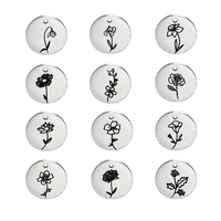 5pcs stainless steel necklaces floral carving pendants chokers birthday flowers charms accessories for diy jewelry gifts making