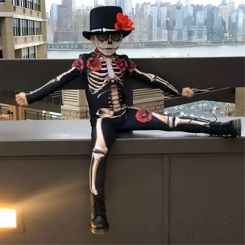 Розовый комбинезон со скелетом костюмы для косплея на Хэллоуин девушек