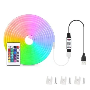 

Неоновая Светодиодная Лента RGB 5 В С Дистанционным Управлением Bluetooth И Приложением Гибкое Умное Устройство С Изменением ...