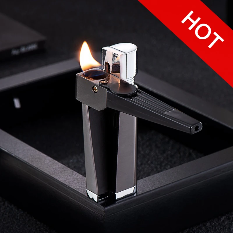 

2023 New Open Flame Refillable Gas Lighter Personality Creative Metal Outdoor Cigar Lighters Unusual Men Ignition Accessories