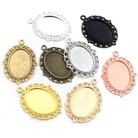 10pcs 18x25mm inner size 7 colors plated classic style cameo cabochon base setting charms pendant necklace findings