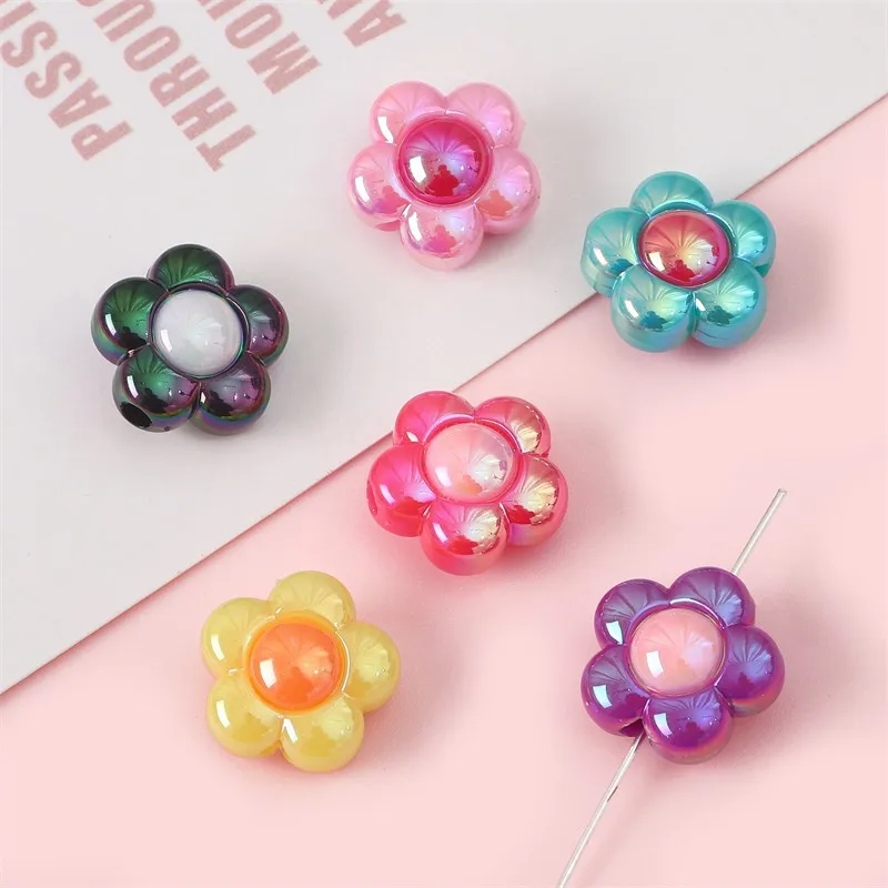 10Pcs 16mm Smooth Sunflowers Shaped Acrylic Beads Handmade Necklace Bracelet Craft For Jewelry Making Supplies DIY Accessories